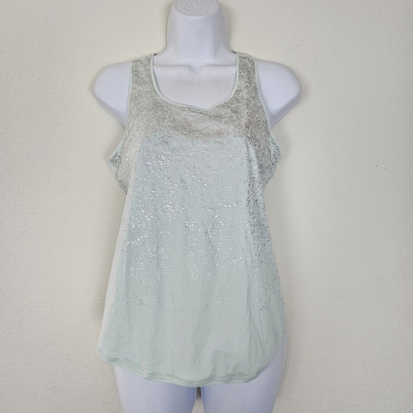 Ivivva by Lululemon Mint Green Foil Glitter Racerback Tank Top Girls Size 14 - Picture 2 of 9